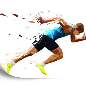 Papier Peint Running Man Dans Un Motif Géométrique – Image 2