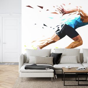 Papier Peint Running Man Dans Un Motif Géométrique – Image 6