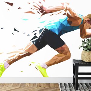 Papier Peint Running Man Dans Un Motif Géométrique – Image 7