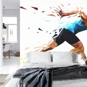 Papier Peint Running Man Dans Un Motif Géométrique – Image 8