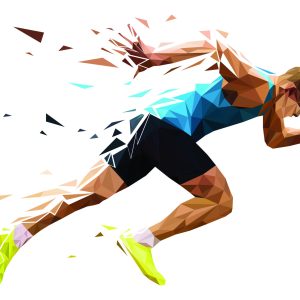 Papier Peint Running Man Dans Un Motif Géométrique – Image 1