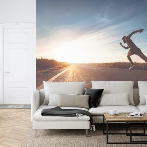 Papier Peint Athlète En Cours D'exécution Sur La Route 3D – Image 6