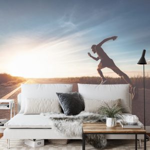 Papier Peint Athlète En Cours D'exécution Sur La Route 3D – Image 3