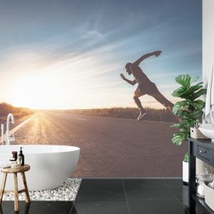 Papier Peint Athlète En Cours D'exécution Sur La Route 3D – Image 5