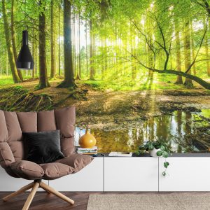 Papier Peint Beau Paysage Forestier Au Printemps En Effet 3D – Image 4