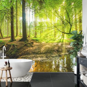 Papier Peint Beau Paysage Forestier Au Printemps En Effet 3D – Image 5