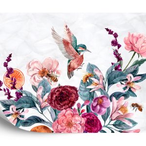 Papier Peint Colibris Et Abeilles Sur Une Fleur – Image 2