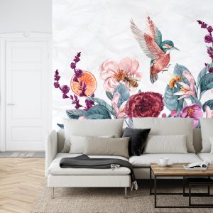 Papier Peint Colibris Et Abeilles Sur Une Fleur – Image 6