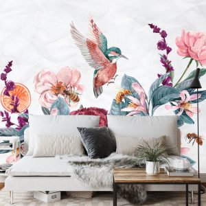 Papier Peint Colibris Et Abeilles Sur Une Fleur – Image 3