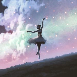 Papier Peint Ballerine Dansant Sur Le Fond Du Ciel Nocturne – Image 1