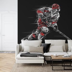 Papier Peint Joueur De Hockey Sur Glace Dessiné – Image 6