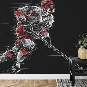 Papier Peint Joueur De Hockey Sur Glace Dessiné – Image 7