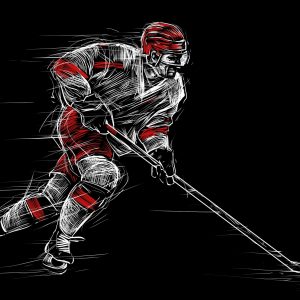 Papier Peint Joueur De Hockey Sur Glace Dessiné – Image 1