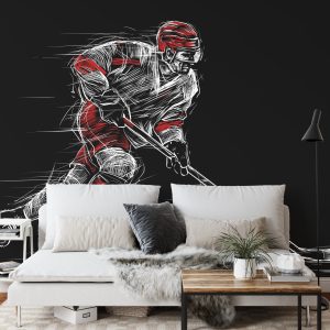 Papier Peint Joueur De Hockey Sur Glace Dessiné – Image 3