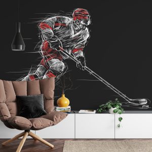 Papier Peint Joueur De Hockey Sur Glace Dessiné – Image 4