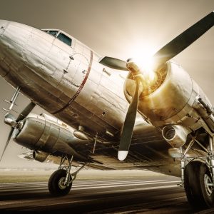 Papier Peint Avion Antique Au Coucher Du Soleil – Image 1