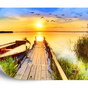 Papier Peint Paysage Avec Un Lac Au Coucher Du Soleil – Image 2