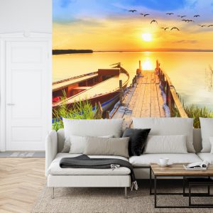 Papier Peint Paysage Avec Un Lac Au Coucher Du Soleil – Image 6