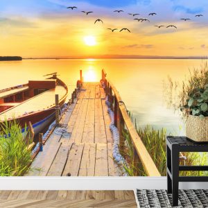 Papier Peint Paysage Avec Un Lac Au Coucher Du Soleil – Image 7