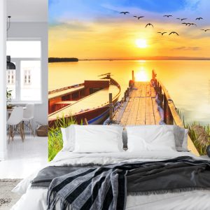 Papier Peint Paysage Avec Un Lac Au Coucher Du Soleil – Image 8