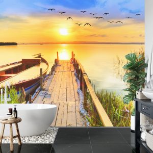 Papier Peint Paysage Avec Un Lac Au Coucher Du Soleil – Image 5