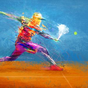 Papier Peint Joueur De Tennis Abstrait Peint – Image 1