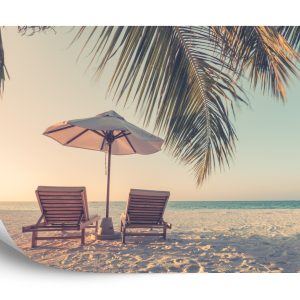 Papier Peint Plage Océan Palmiers – Image 2