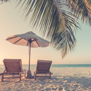 Papier Peint Plage Océan Palmiers – Image 1