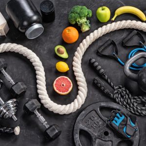 Papier Peint Équipement De Sport Avec Fruits Et Légumes – Image 1