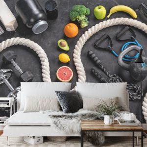 Papier Peint Équipement De Sport Avec Fruits Et Légumes – Image 3