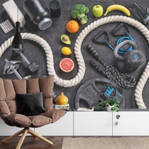 Papier Peint Équipement De Sport Avec Fruits Et Légumes – Image 4