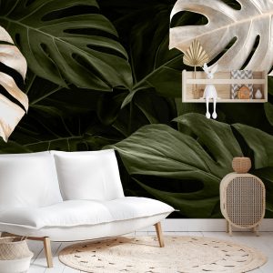 Papier Peint Feuilles De Monstera Blanches Et Vertes – Image 4