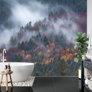 Papier Peint Forêt D'automne Dans Un Beau Brouillard – Image 5