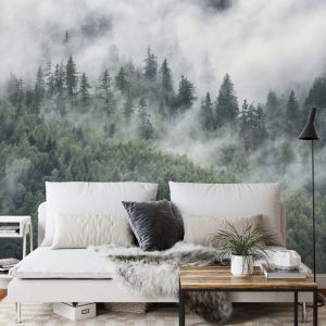 Papier Peint Forêt Dans La Brume Matinale – Image 3