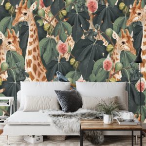 Papier Peint Girafes Au Milieu Des Feuilles – Image 3