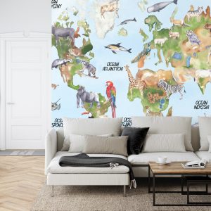 Papier Peint Carte Du Monde Aquarelle – Image 6