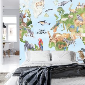 Papier Peint Carte Du Monde Aquarelle – Image 8