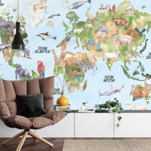 Papier Peint Carte Du Monde Aquarelle – Image 4