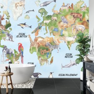 Papier Peint Carte Du Monde Aquarelle – Image 5