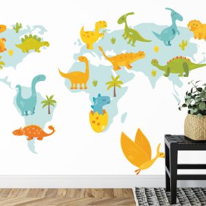 Papier Peint Carte Du Monde Avec Des Dinosaures – Image 7