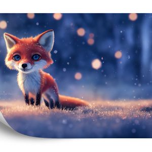 Papier Peint Woodland Fox In Winter Snow, Created With Ai, Artificial Intelligence – Image 2