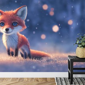 Papier Peint Woodland Fox In Winter Snow, Created With Ai, Artificial Intelligence – Image 7