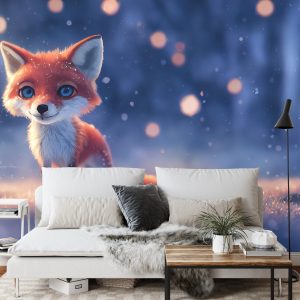 Papier Peint Woodland Fox In Winter Snow, Created With Ai, Artificial Intelligence – Image 3