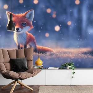 Papier Peint Woodland Fox In Winter Snow, Created With Ai, Artificial Intelligence – Image 4