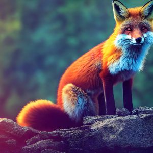 Papier Peint Fox Sitting In The Woods With Weird Eyes – Image 1