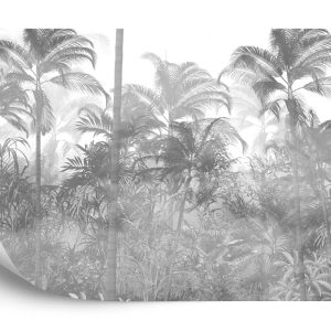 Papier Peint Tropical Trees And Leaves In Foggy Forest Wallpaper Design - 3D – Image 2