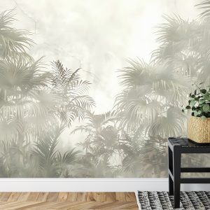 Papier Peint Arbres Tropicaux Et Feuilles Dans La Conception De Papier Peint De Forêt Brumeuse - 3D – Image 7
