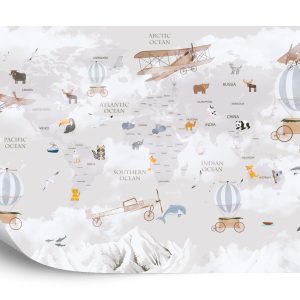 Papier Peint Animals World Map For Kids Wallpaper Design – Image 2