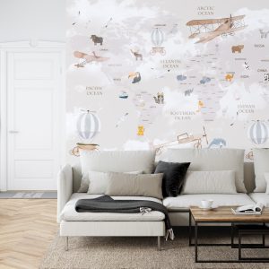 Papier Peint Animals World Map For Kids Wallpaper Design – Image 6