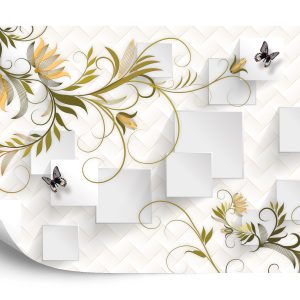 Papier Peint Abstract Floral And Butterfly Background With Frame For 3D Living Room Bedroom Tv 3D Wallpaper Home Decoration Mural Wallpaper For Walls – Image 2